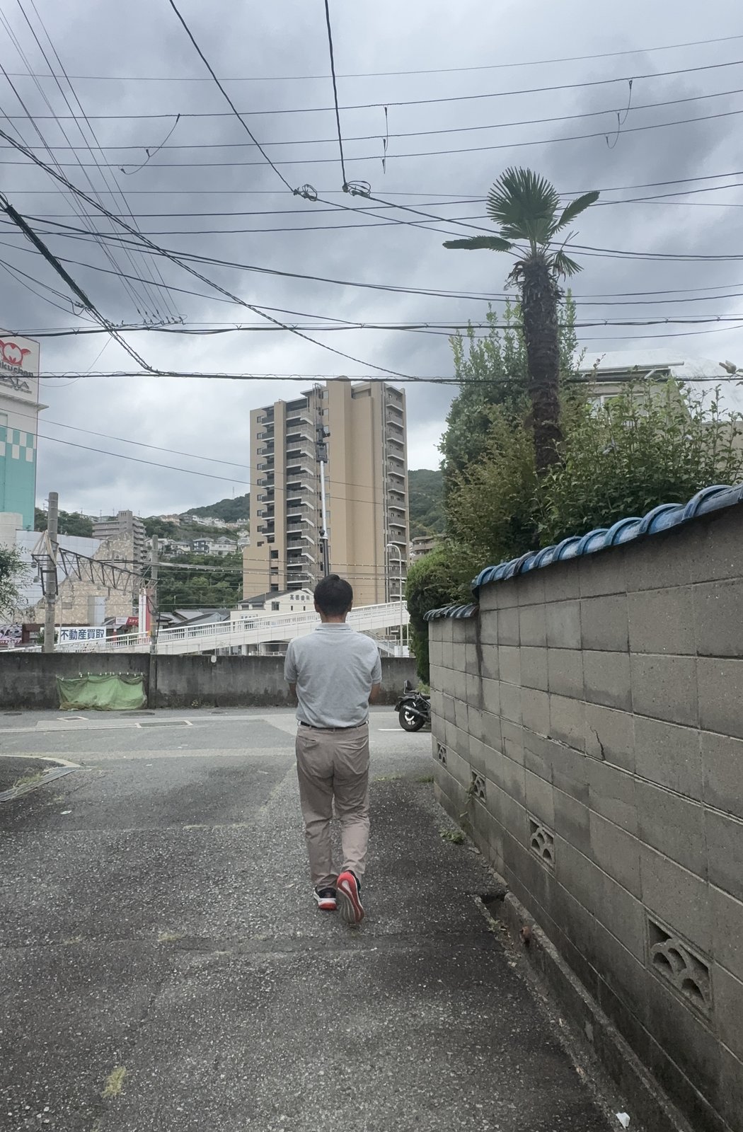 歩行観測の実際: ポールを携行して経路を歩く