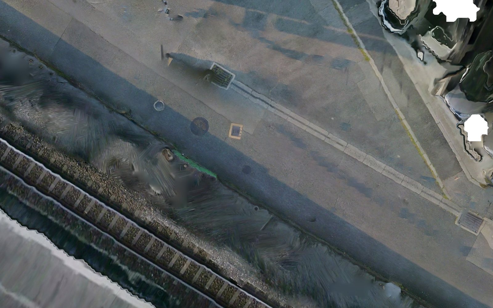 地上360°撮影のみで生成した実測オルソ画像(道路と線路)